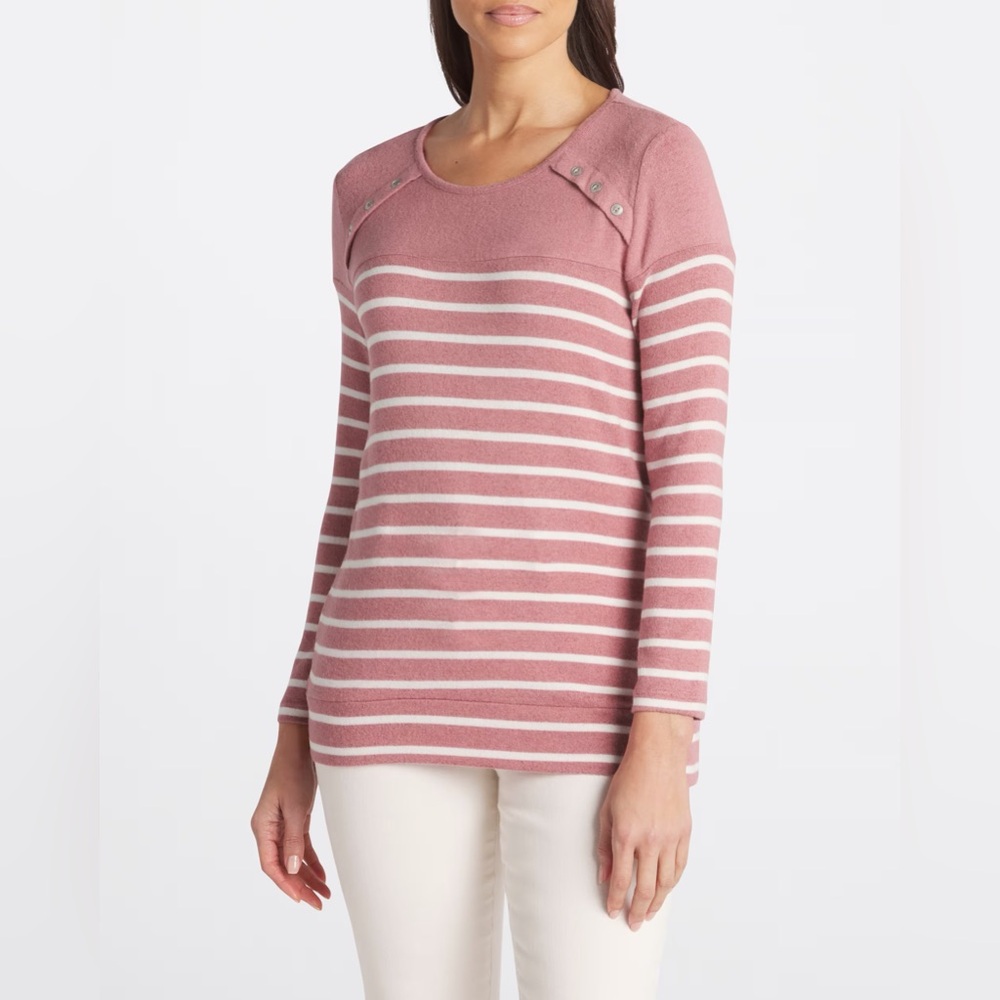 Market & Spruce Button Detail XL Brushed Knit Top